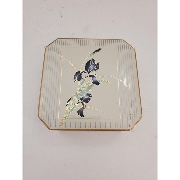 Vintage Japanese Otagiri iris set of 6 coasters in small trinket box - Picture 2 of 10